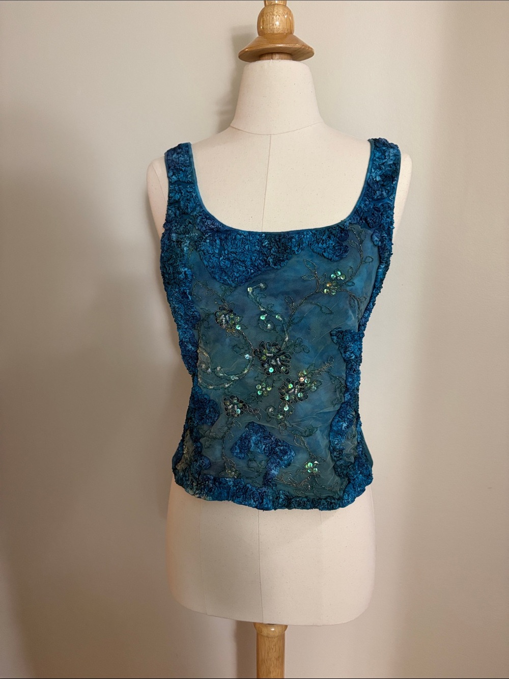Mezon Teal Floral Appliqué Camisole